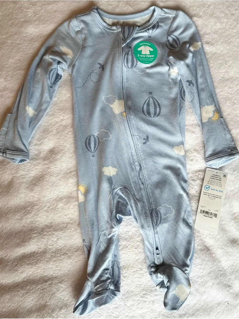 Carter's Light Blue Hot Air Balloon Footed One-Piece